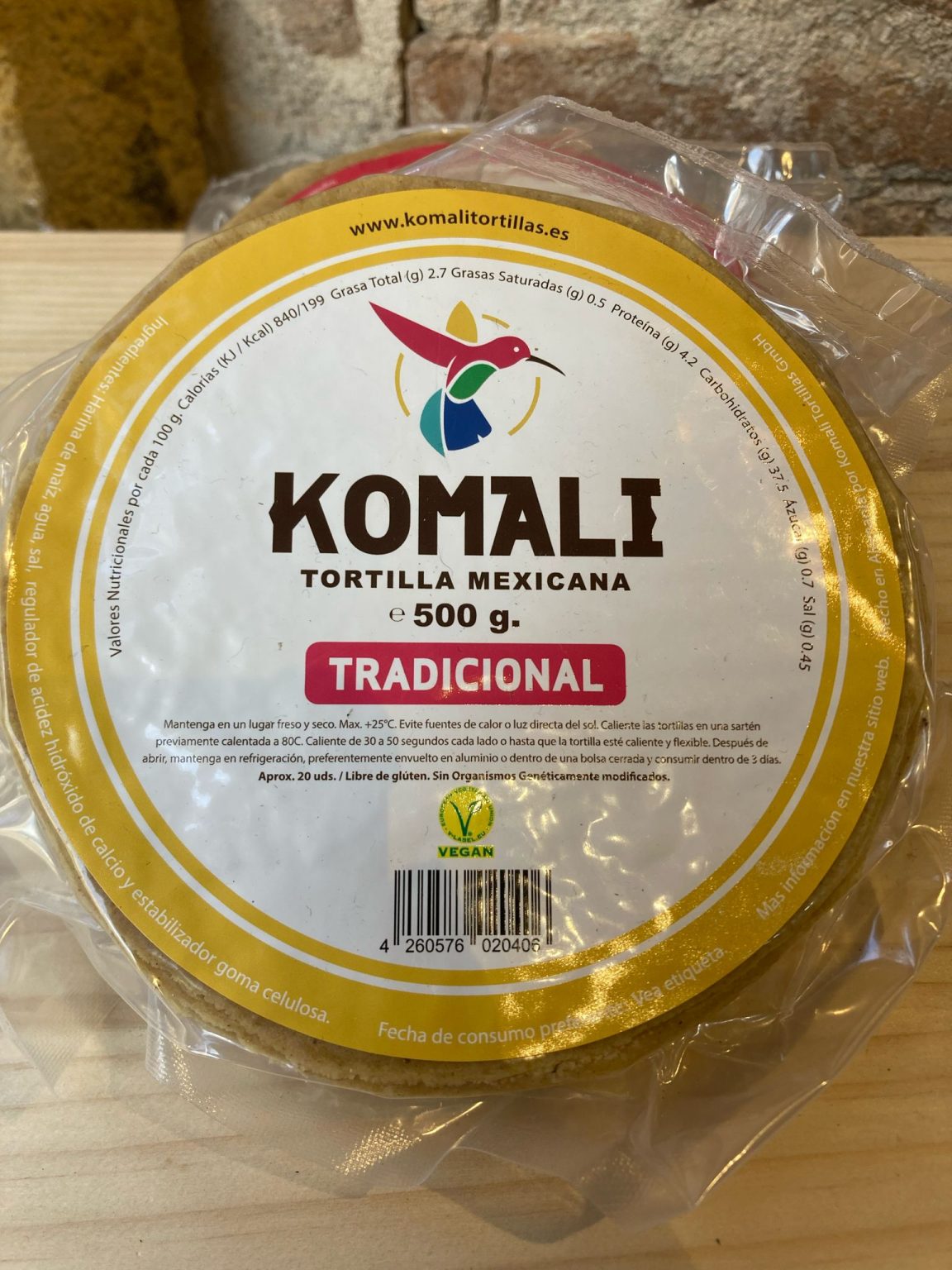 Tortillas de maíz Komali.