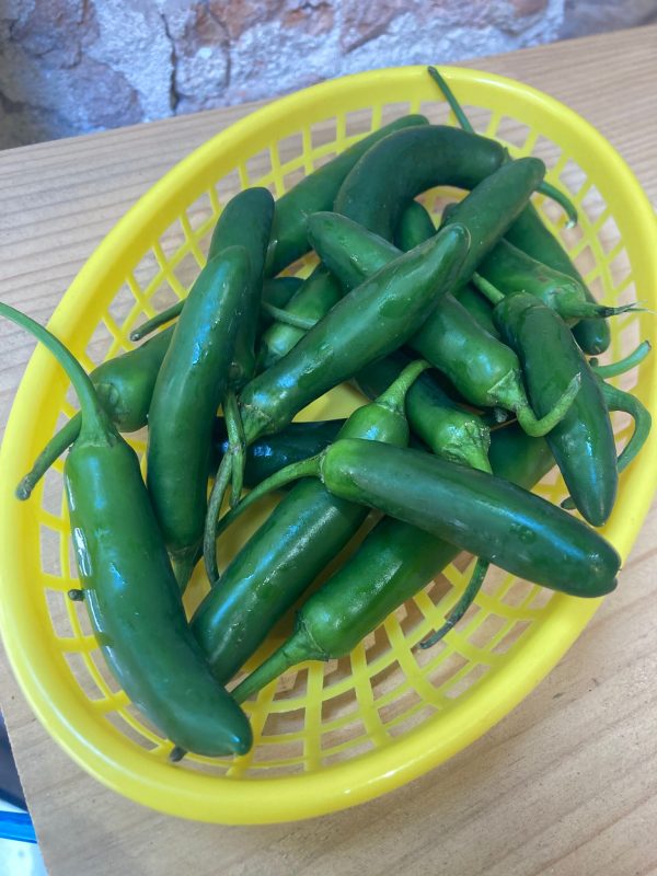 Chile fresco mexicano Serrano en tienda en Barcelona