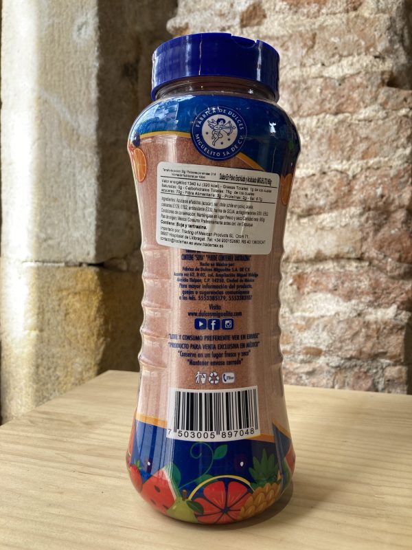 Bote de Miguelito en polvo, chuchería mexicana