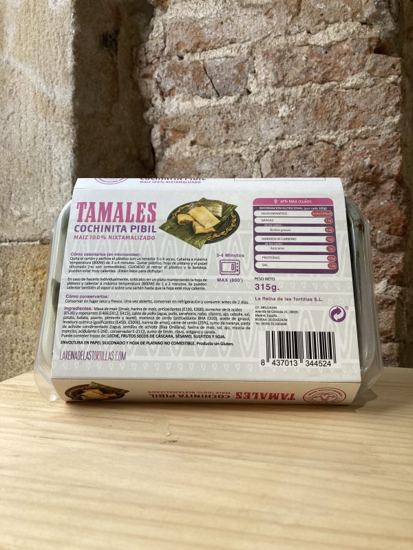 Tamales de cochinita pibil listos para servir de La Reina de las tortillas