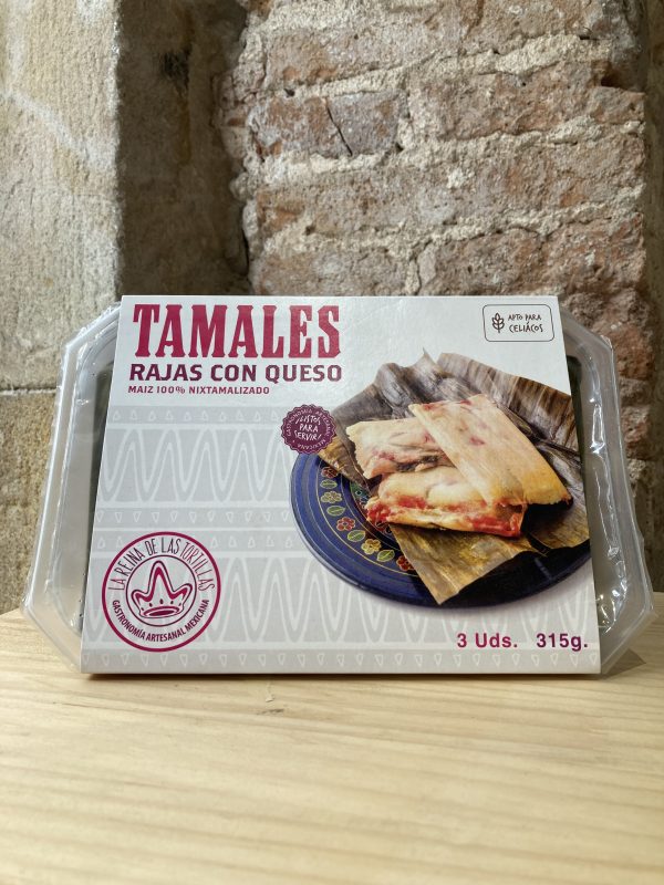 Tamales de rajas con queso listos para servir de La Reina de las tortillas