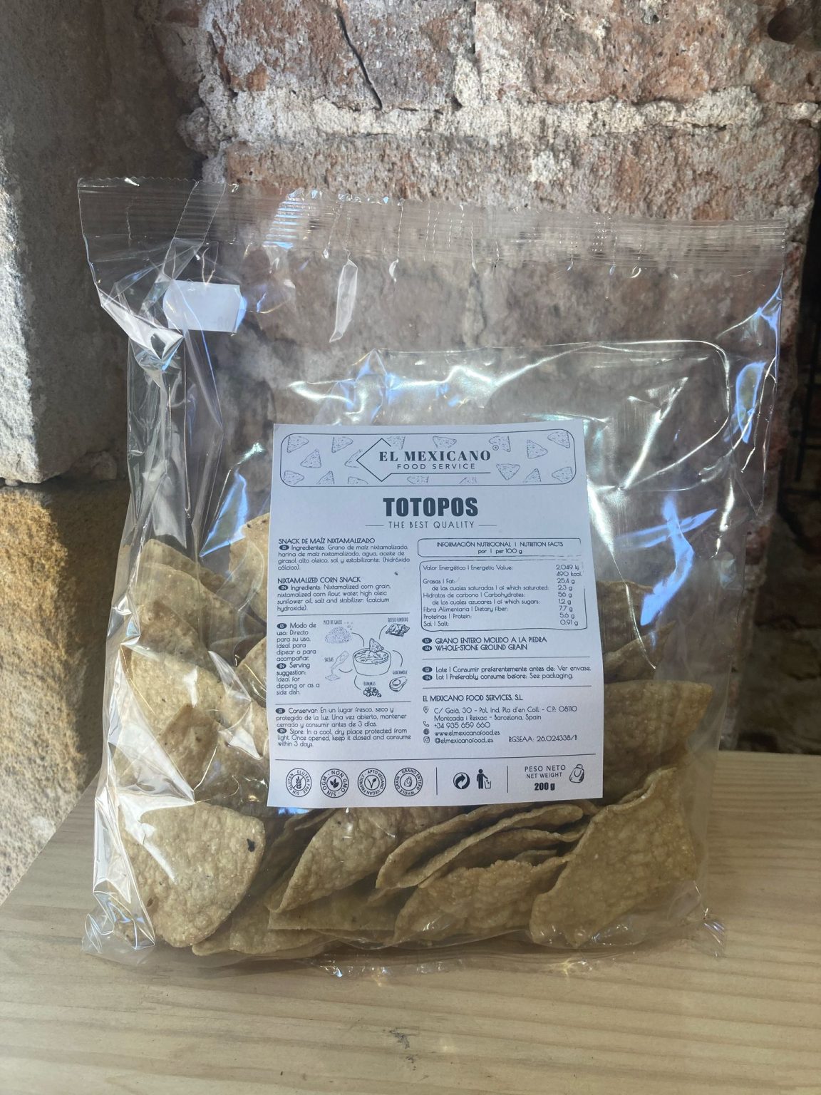 Totopos artesanales en tienda mexicana en Barcelona